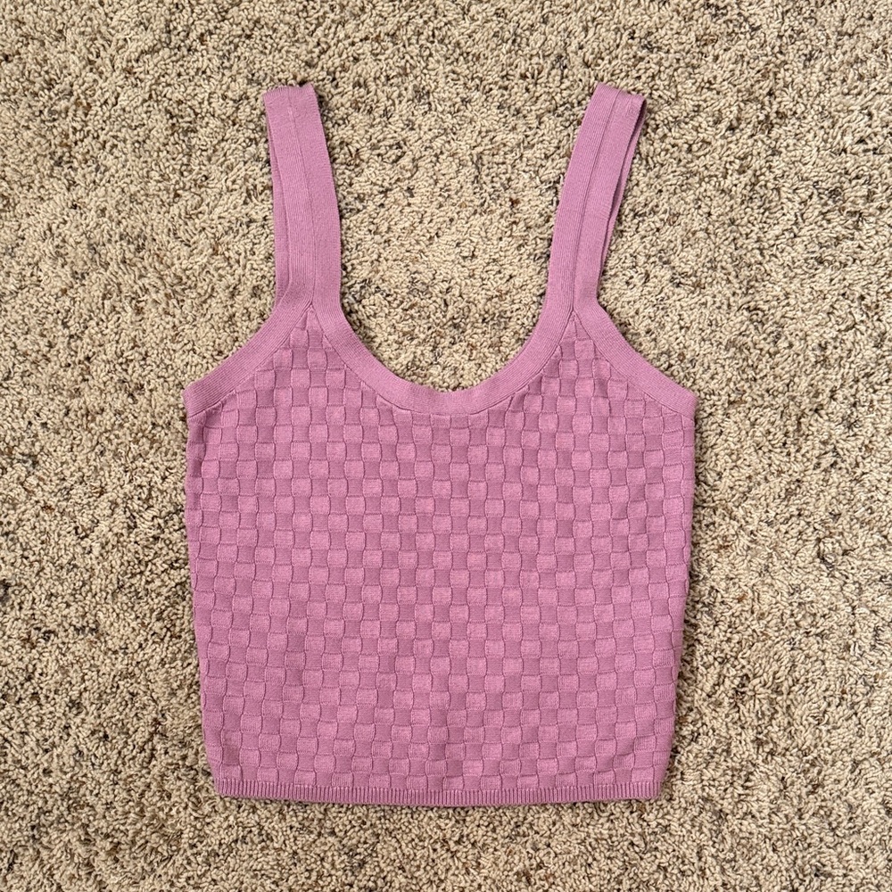 Abercrombie & Fitch Mauve Pink Checker-Weave Cropped Tank
